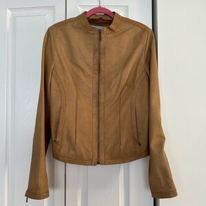 PERUZZI AUTHENTIC MADE IN FLORENCE ITALY TAN LEATHER JACKET SIZE 40 I